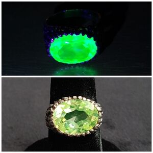 Uranium glass vintage ring